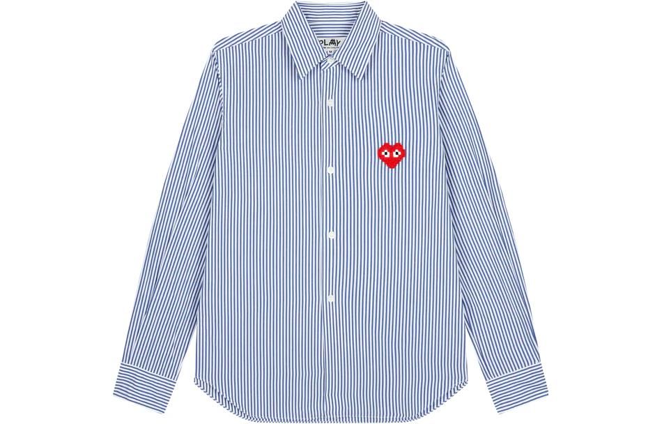 COMME des GARCONS PLAY Striped Shirt Red Emblem 'Blue' AZ-B024-051-1 sold by KicksCrew product image thumbnail 2