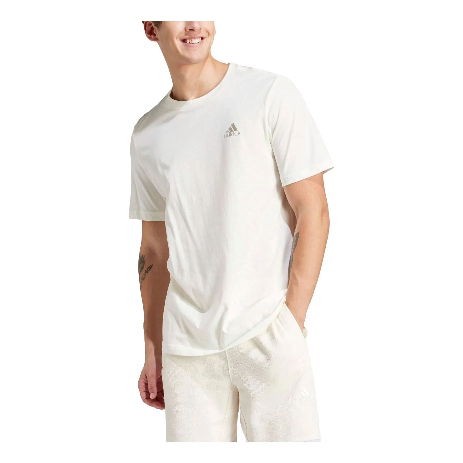 adidas Essentials Single Jersey Embroidered Small Logo T-Shirt 'Off White' IS1318 sold by KicksCrew