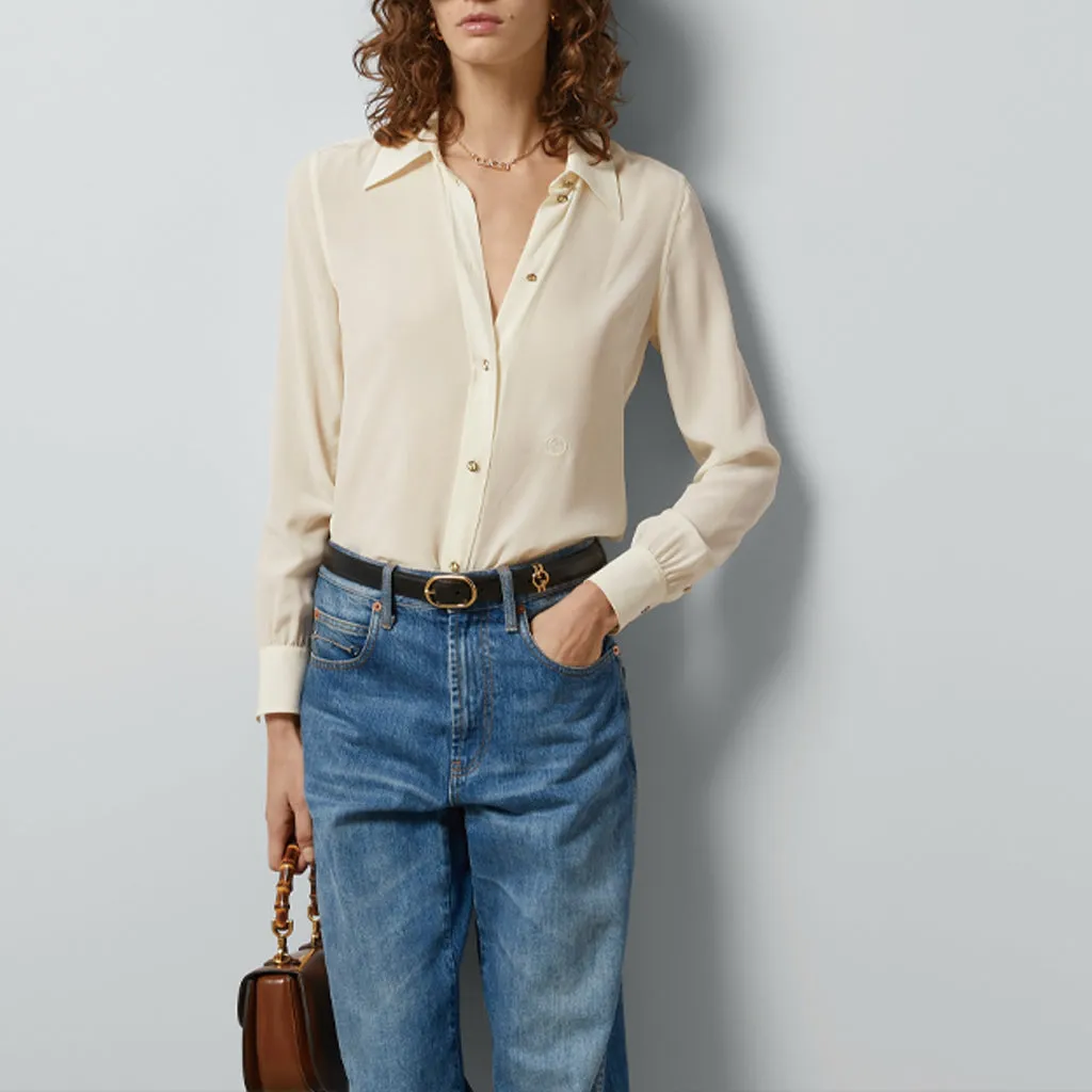 (WMNS) Gucci Silk Crêpe De Chine Shirt 'Ivory' 761896-ZAPJ7-9154 sold by KicksCrew product image thumbnail 3
