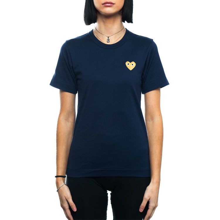 (WMNS) COMME des GARCONS PLAY Basic T-Shirt Gold Emblem 'Navy' AZ-T215-051-2 sold by KicksCrew product image thumbnail 2