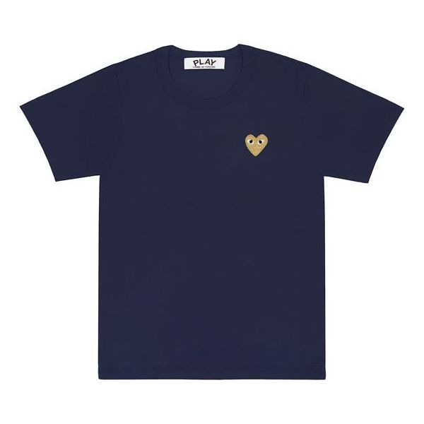 (WMNS) COMME des GARCONS PLAY Basic T-Shirt Gold Emblem 'Navy' AZ-T215-051-2 sold by KicksCrew