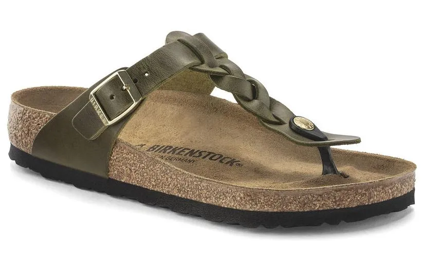 Birkenstock Gizeh Braided Oiled Leather Narrow Fit Sandals 'Olive Green' 1024069 sold by KicksCrew product image thumbnail 2