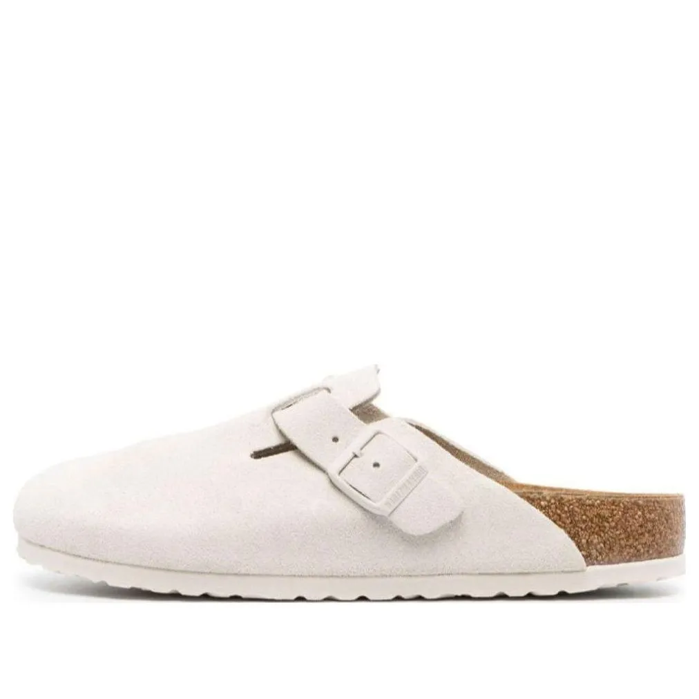 Birkenstock Boston Suede Leather Narrow Fit Sandals 'Antique White' 1024740 sold by KicksCrew