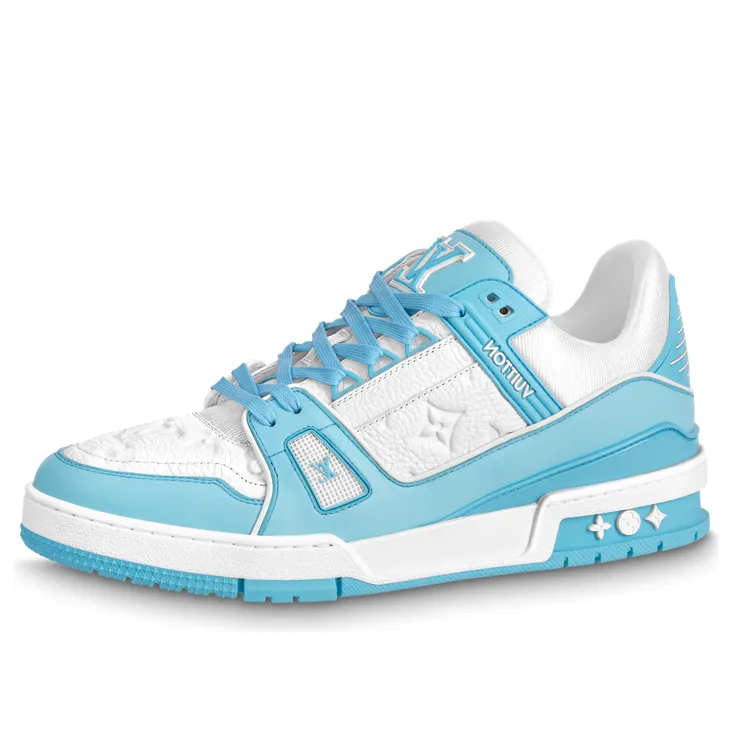 LOUIS VUITTON LV Trainers 'White Monogram Blue' 1ABOFI sold by KicksCrew