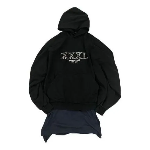 Balenciaga XXXL Patched T-Shirt Hoodie Oversized 'Black' 720406TNVD91070 sold by KicksCrew