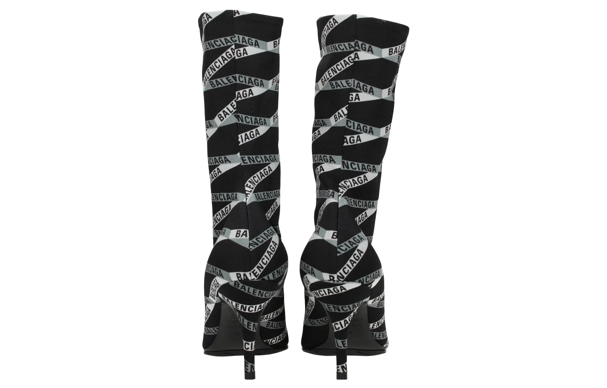 (WMNS) Balenciaga 80mm Monogram Logo Spandex Boots 'Black' 549784W1P601264 sold by KicksCrew product image thumbnail 4