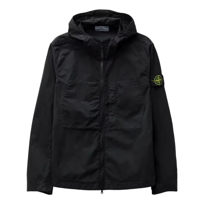 STONE ISLAND Supima Cotton Twill Stretch Hooded Jacket 'Black' 781543310-V0029 sold by KicksCrew