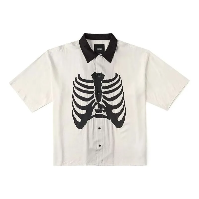 Vans Skeleton Short Sleeve Shirt 'Beige Black' VN000JHHFS8 sold by KicksCrew