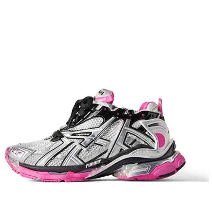 (WMNS) Balenciaga Runner Sneakers 'Silver White Pink Mesh and Nylon' 677402W3RBW9155 sold by KicksCrew
