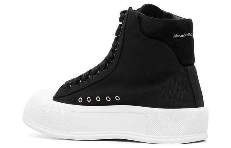 (WMNS) Alexander McQueen High-Top Deck Skate Plimsoll Shoes 'Black White' 697123W4MV71070 sold by KicksCrew product image thumbnail 3