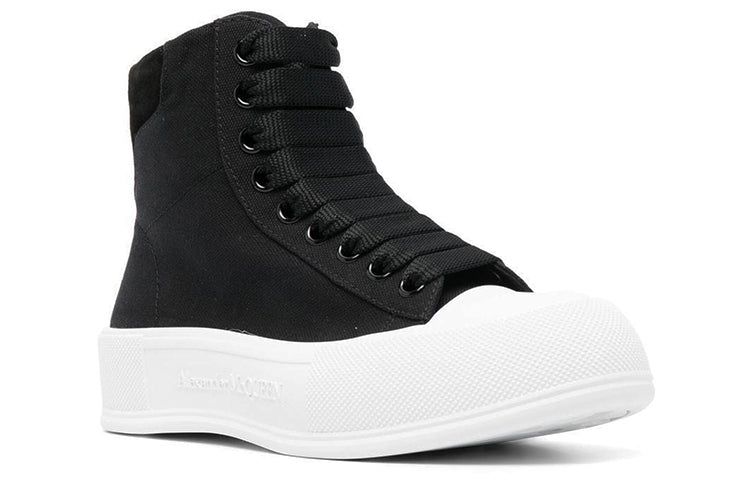(WMNS) Alexander McQueen High-Top Deck Skate Plimsoll Shoes 'Black White' 697123W4MV71070 sold by KicksCrew product image thumbnail 2