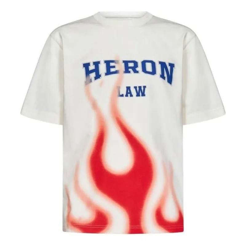 HERON PRESTON SS23 Heron Law Flames T-shirt 'White Red' HMAA032S23JER0070125 sold by KicksCrew