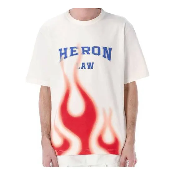 HERON PRESTON SS23 Heron Law Flames T-shirt 'White Red' HMAA032S23JER0070125 sold by KicksCrew product image thumbnail 3