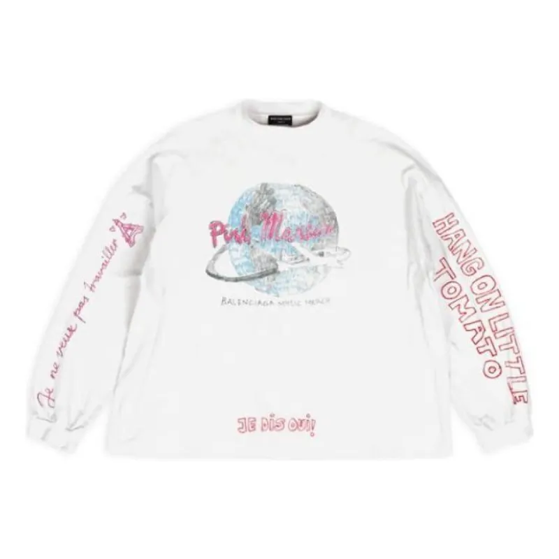 Balenciaga x Pink Martini Long Sleeve T-shirt Oversized 'Ecru' 699191TMVN99800 sold by KicksCrew