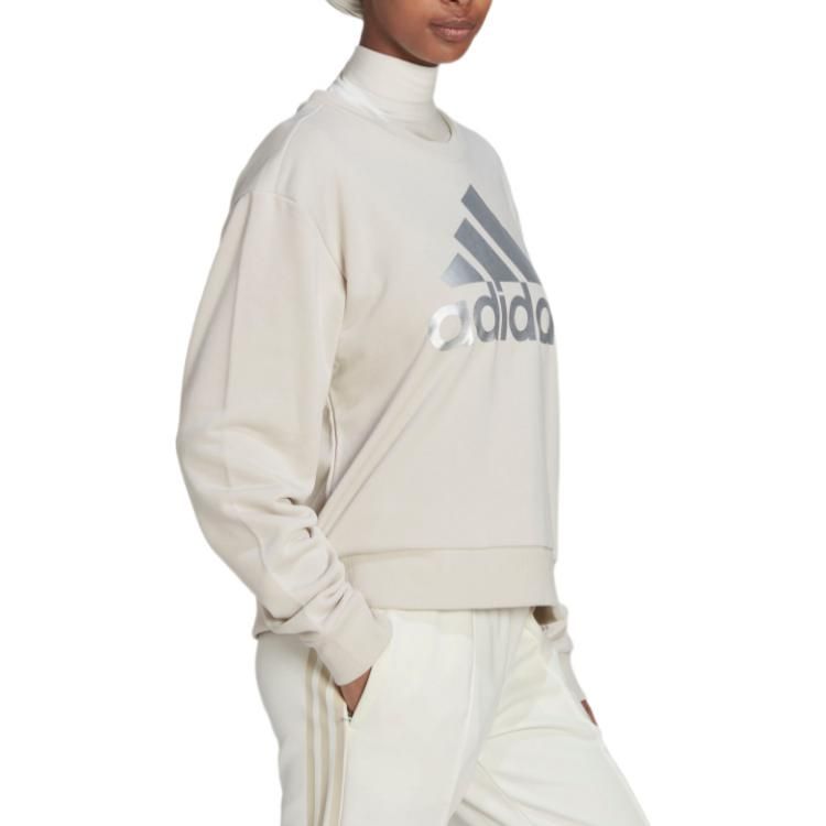 (WMNS) Adidas Essentials Logo Loose Sweatshirt 'Beige' HL2071 sold by KicksCrew product image thumbnail 4