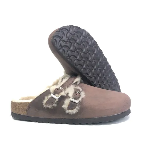 (WMNS) Birkenstock Blair Shearling Oiled Leather Sandals 'Brown' 1020390 sold by KicksCrew product image thumbnail 5
