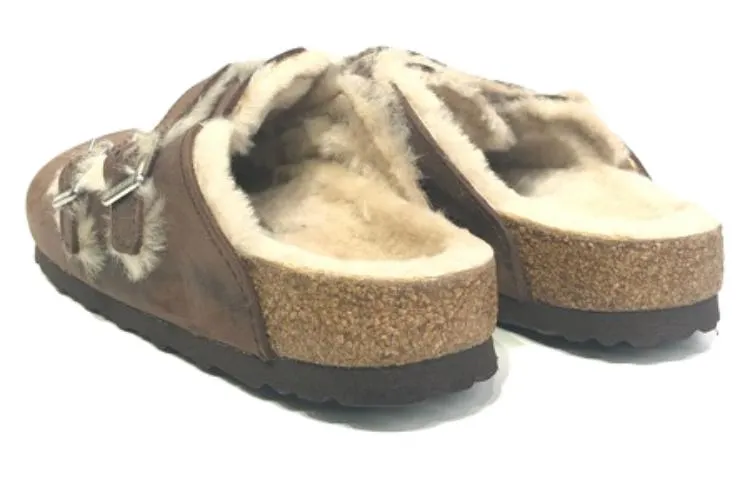 (WMNS) Birkenstock Blair Shearling Oiled Leather Sandals 'Brown' 1020390 sold by KicksCrew product image thumbnail 3