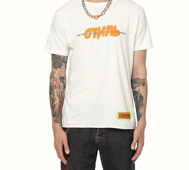 HERON PRESTON CTNMB Spray Print T-shirt 'White' HMAA011S209140270188 sold by KicksCrew product image thumbnail 3