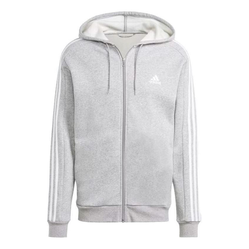 Adidas Essentials Fleece 3-Stripes Full-Zip Hoodies 'Grey' IJ6479 sold by KicksCrew