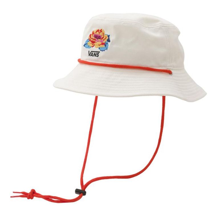Vans Needlework Bucket Hat 'White Red' VN0A5I3P7VJ sold by KicksCrew