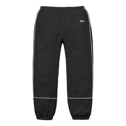Supreme Piping Sweatpants 'Black White' SUP-SS18-406 sold by KicksCrew
