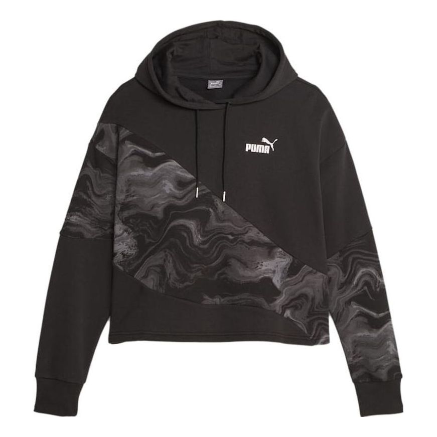 (WMNS) Puma Power Marbleised Hoodie 'Black' 677205-01 sold by KicksCrew