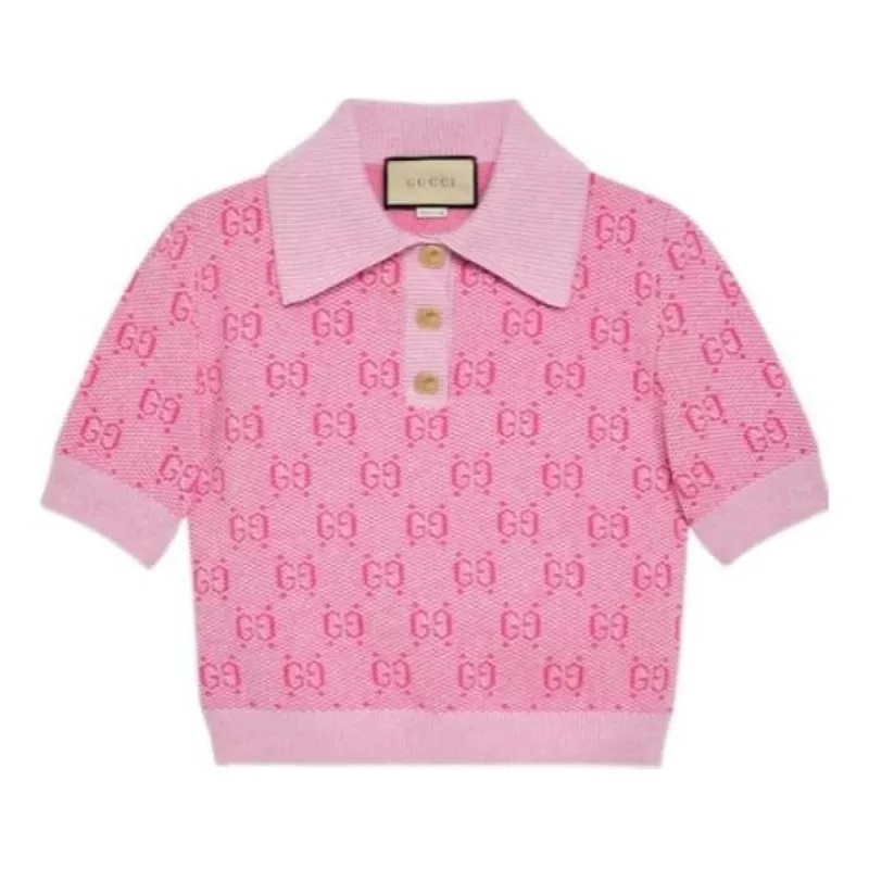 (WMNS) Gucci GG Wool Jacquard Polo Shirt 'Pink' 773631-XKDK5-5152 sold by KicksCrew