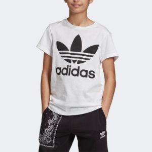 (GS) adidas Originals Trefoil T-Shirt 'White Black' DV2904 sold by KicksCrew