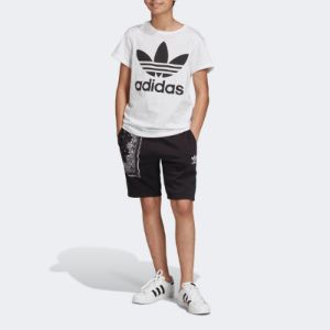 (GS) adidas Originals Trefoil T-Shirt 'White Black' DV2904 sold by KicksCrew