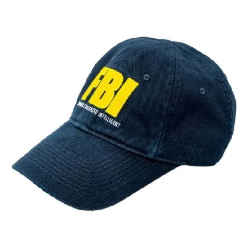 Balenciaga FBI Baseball Cap 'Navy Yellow' 680740-410B2-4075-SML sold by KicksCrew