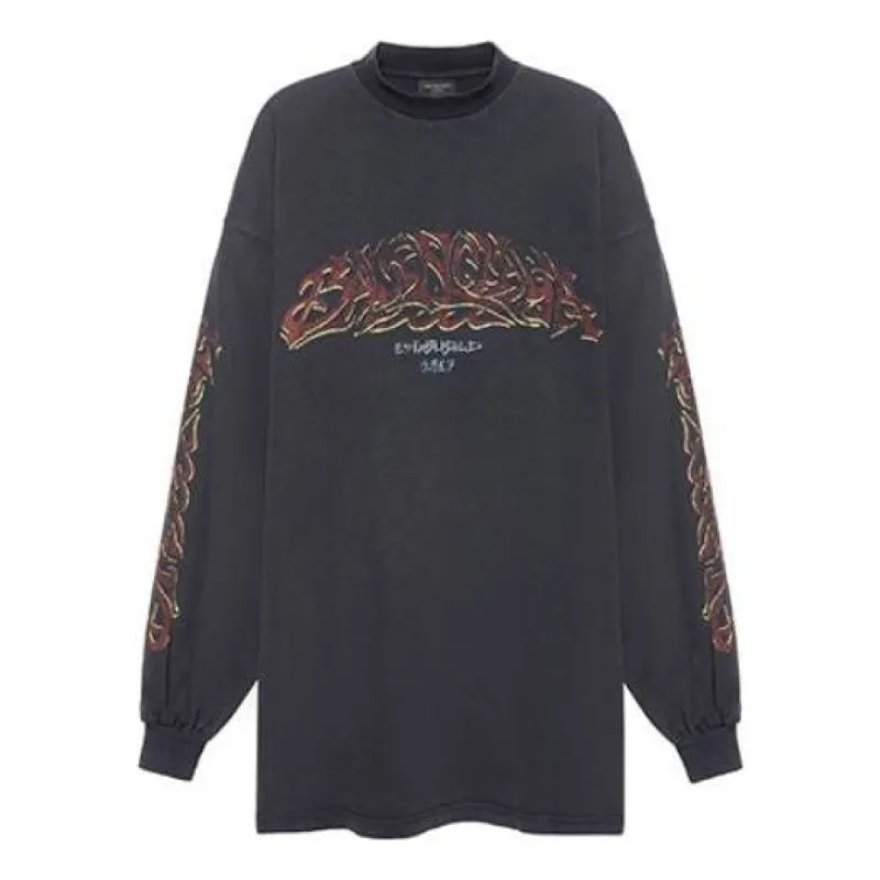 Balenciaga Offshore Long Sleeve T-shirt Oversized 'Black Faded' 739027TPVM81568 sold by KicksCrew