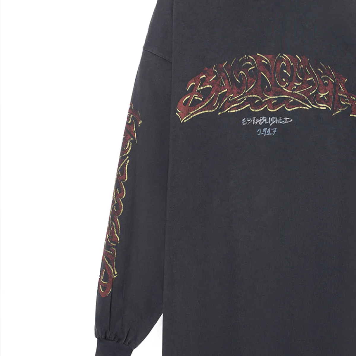 Balenciaga Offshore Long Sleeve T-shirt Oversized 'Black Faded
