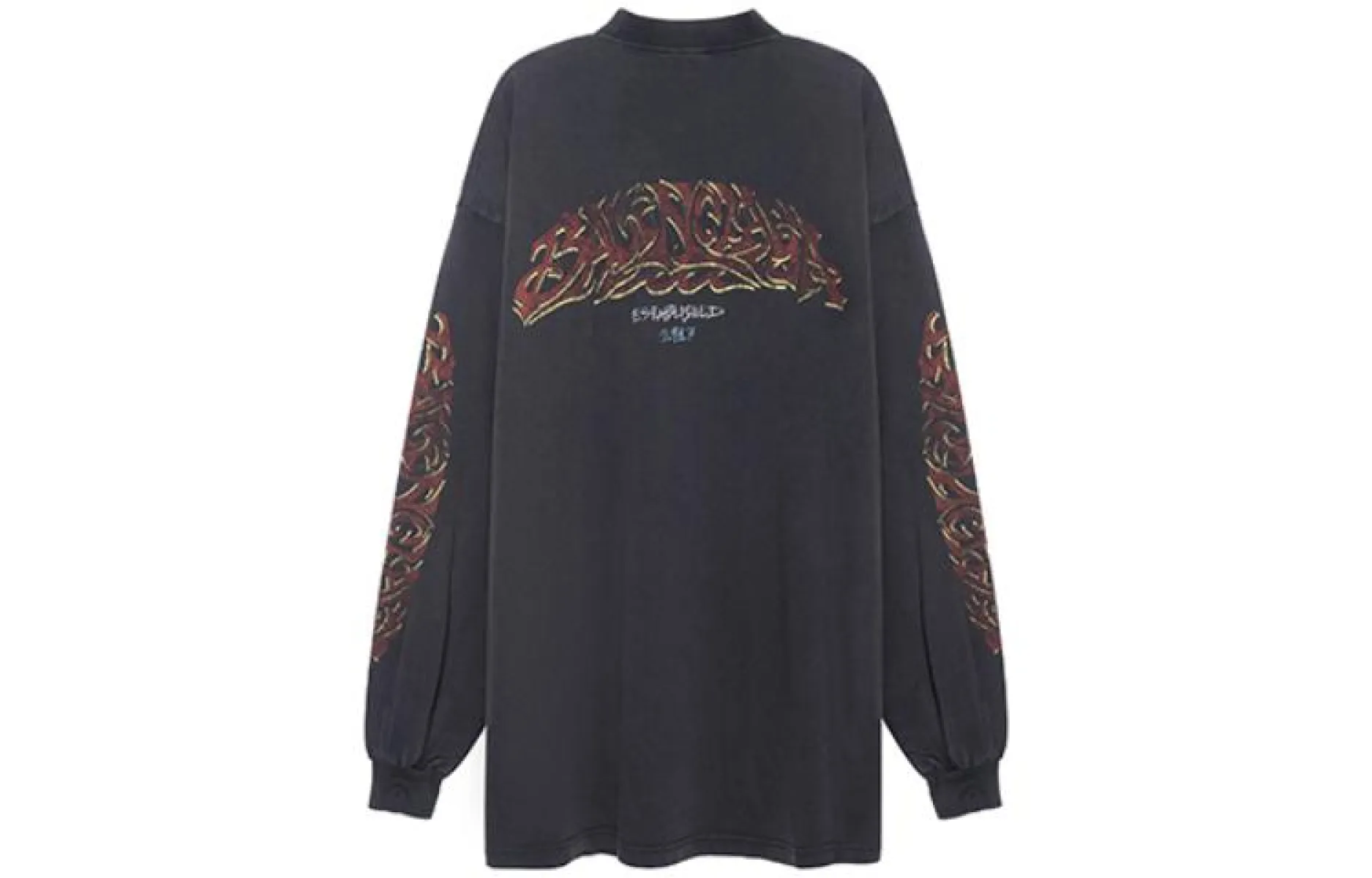 Balenciaga Offshore Long Sleeve T-shirt Oversized 'Black Faded