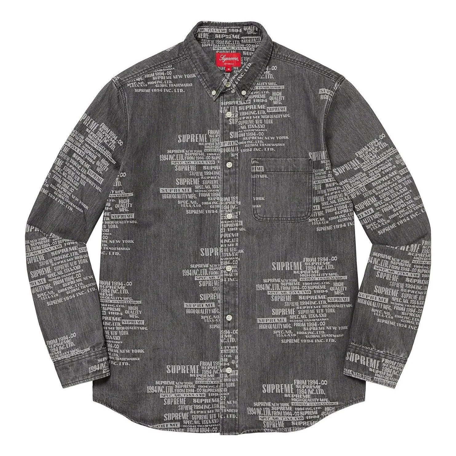 Supreme SS23 Week15 TRADEMARK JACQUARD DENIM Shirt 'Black' SUP-SS23-254 sold by KicksCrew