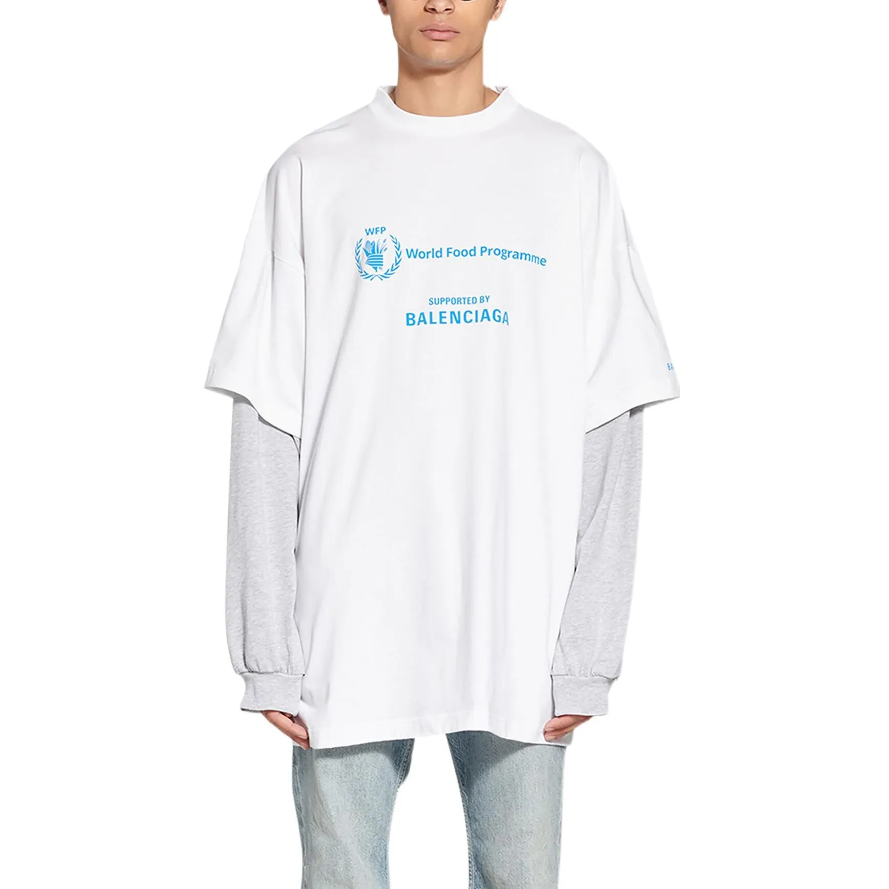 Balenciaga x WFP Double Sleeves T-Shirt 'White' 698089TMVL29086 sold by KicksCrew product image thumbnail 4