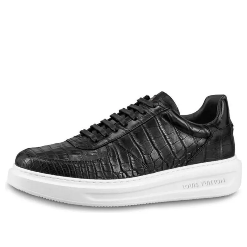 LOUIS VUITTON Beverly Hills Sneakers 'Black Croc' 1A49TM sold by KicksCrew