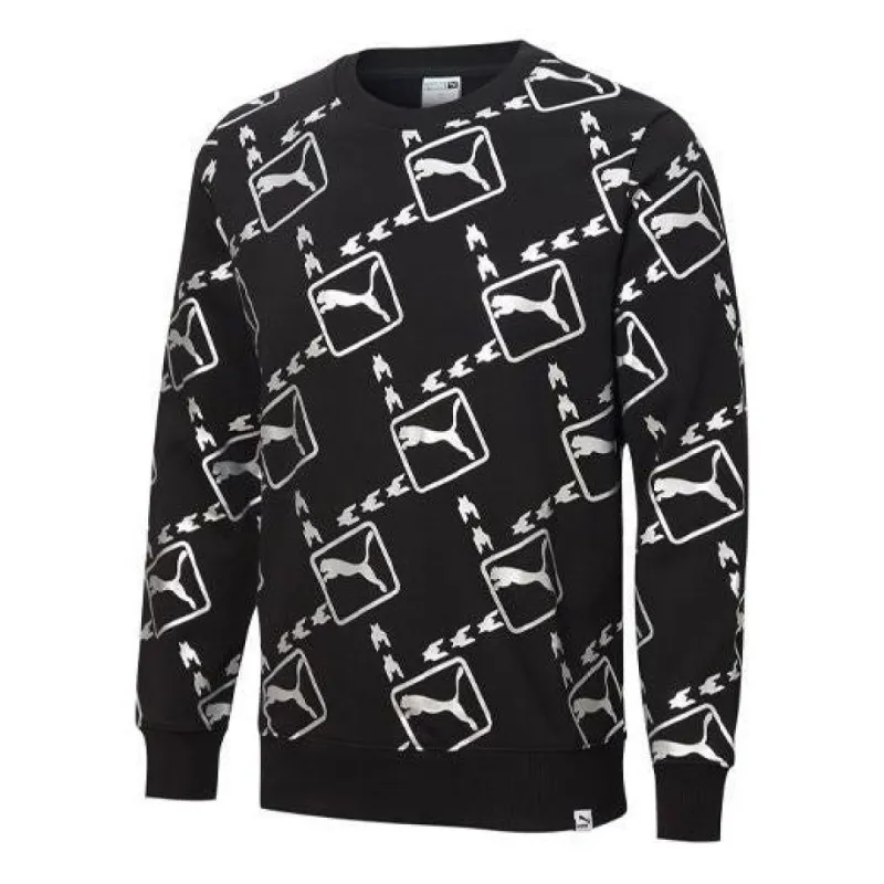 Puma Monogram Print Logo Long Sleeve T-Shirt 'Black White' 532175-01 sold by KicksCrew