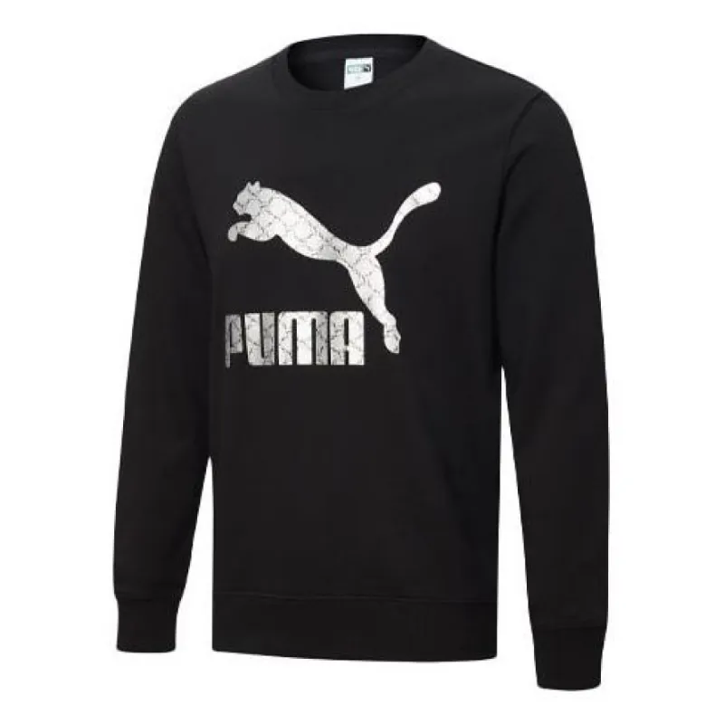 Puma Monogram Print Logo Long Sleeve T-Shirt 'Black White' 532173-01 sold by KicksCrew