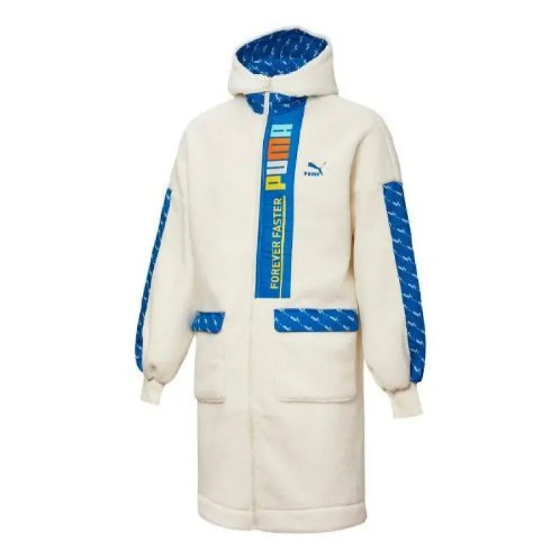 Puma Long Fleece Jacket 'White Blue' 532171-55 sold by KicksCrew