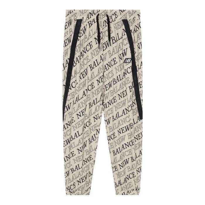 New Balance Logo Print Fleece Pants 'Beige Black' 5TC2U143-BEI sold by KicksCrew