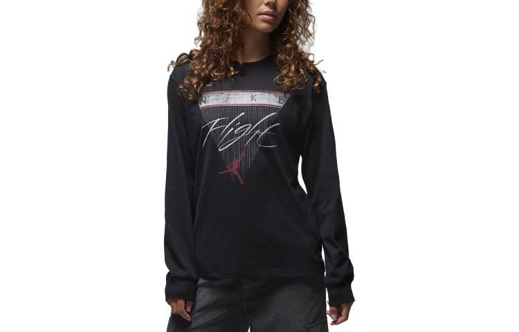 (WMNS) Air Jordan Long-Sleeve Graphic T-Shirt 'Black Red' FD7205-010 sold by KicksCrew product image thumbnail 2