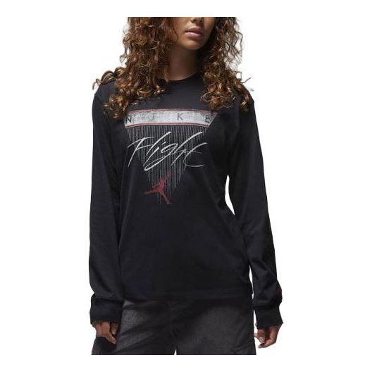 (WMNS) Air Jordan Long-Sleeve Graphic T-Shirt 'Black Red' FD7205-010 sold by KicksCrew