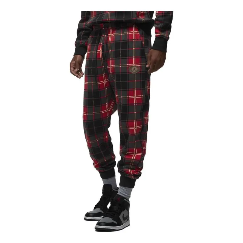 Air Jordan Essential Festive Fleece Pants 'Fire Red Dark Driftwood' DV9388-612 sold by KicksCrew