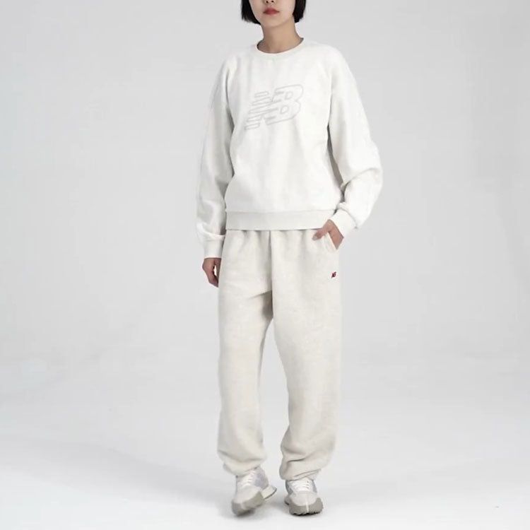 (WMNS) New Balance Logo Sweatshirt 'White Grey' 5CC39752-OA sold by KicksCrew product image thumbnail 5