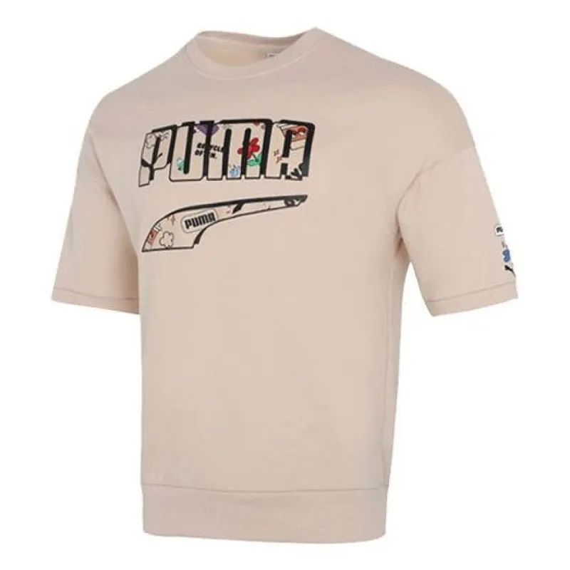Puma Logo T-Shirt 'Beige Black' 532041-68 sold by KicksCrew