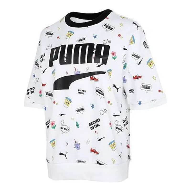 Puma Logo Essentials Small Graphic T-Shirt 'White Black' 532041-52 sold by KicksCrew