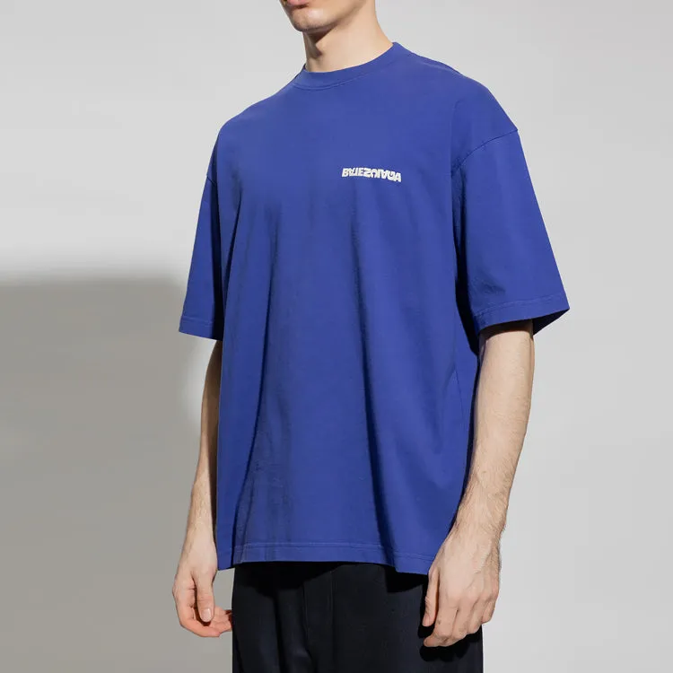 Balenciaga Logo T-Shirt Medium Fit 'Indigo' 612966TLVB34388 sold by KicksCrew product image thumbnail 4