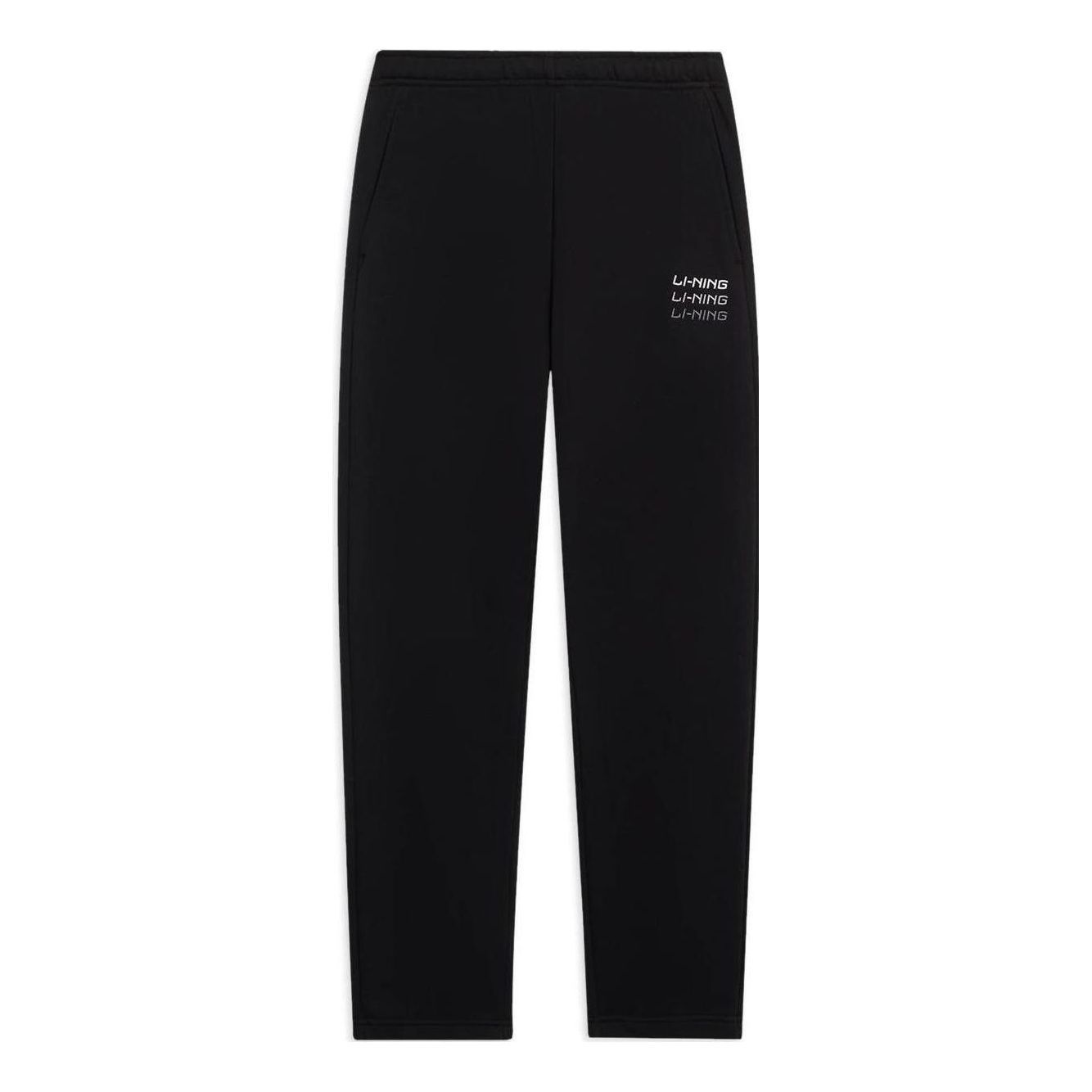 Li-Ning Triple Logo Straight Sweatpants 'Black' AKLSG47-3 sold by KicksCrew
