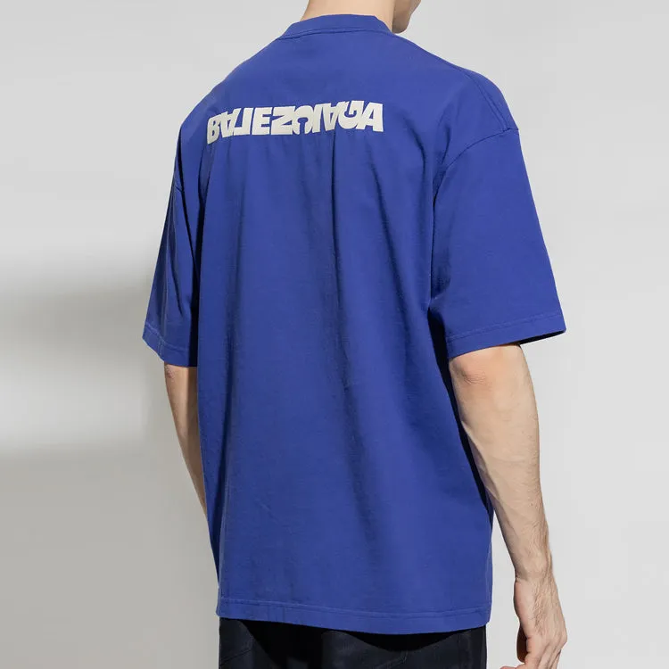 Balenciaga Logo T-Shirt Medium Fit 'Indigo' 612966TLVB34388 sold by KicksCrew product image thumbnail 3