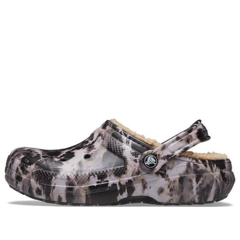 Crocs Classic Lined Bleach Dye Clogs 'Black White Beige' 207299-001 sold by KicksCrew